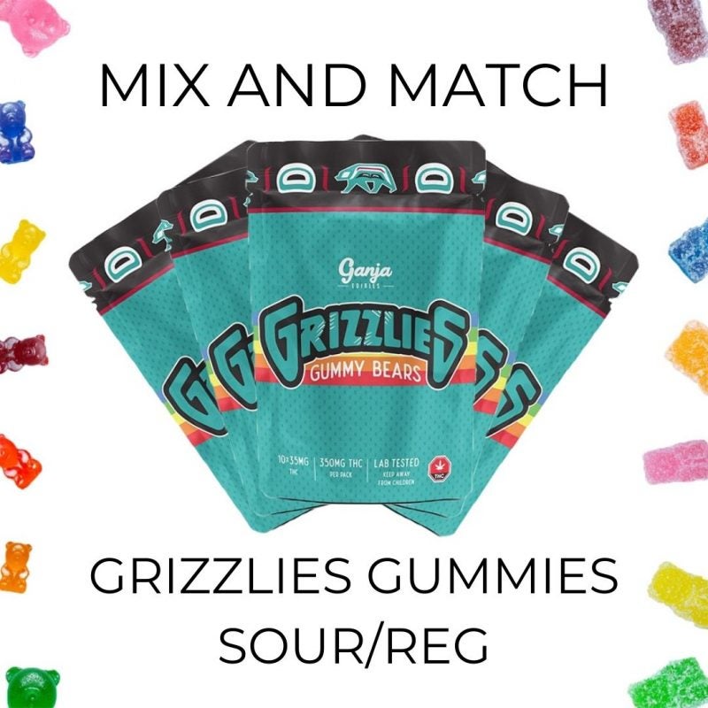 5-Pack Ganja Grizzlies Gummy 350mg THC - Mix and Match