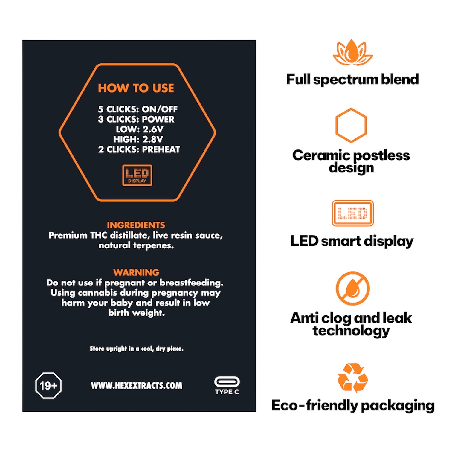 Hex Extracts Live Resin 2g Vape - Tropical Crack (Sativa) - Image 2
