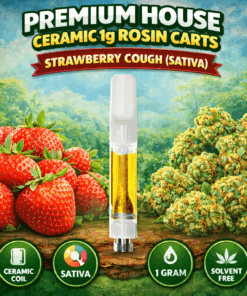 Premium House Ceramic 1g Rosin Carts - Strawberry Cough (Sativa)